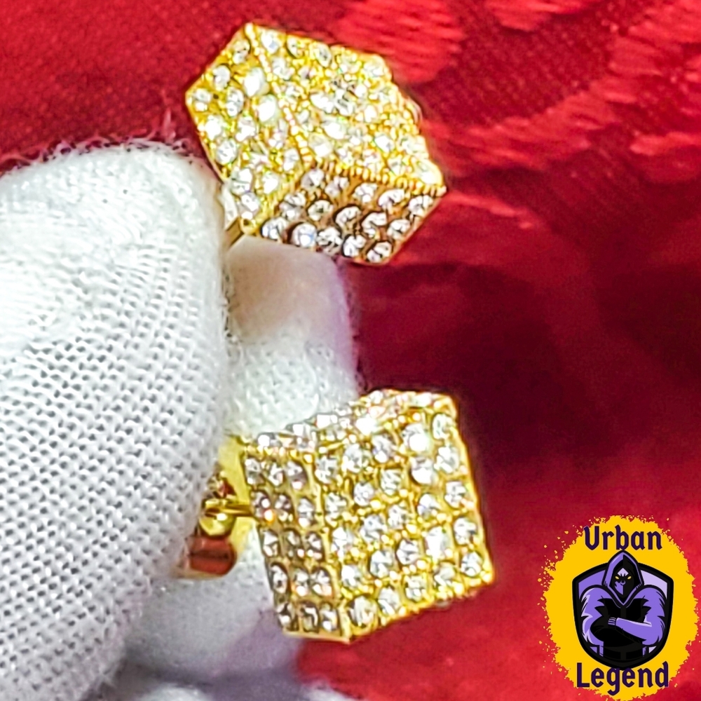 *NEW!* 14K Mens Micropave Earrings - Picture 4 of 8